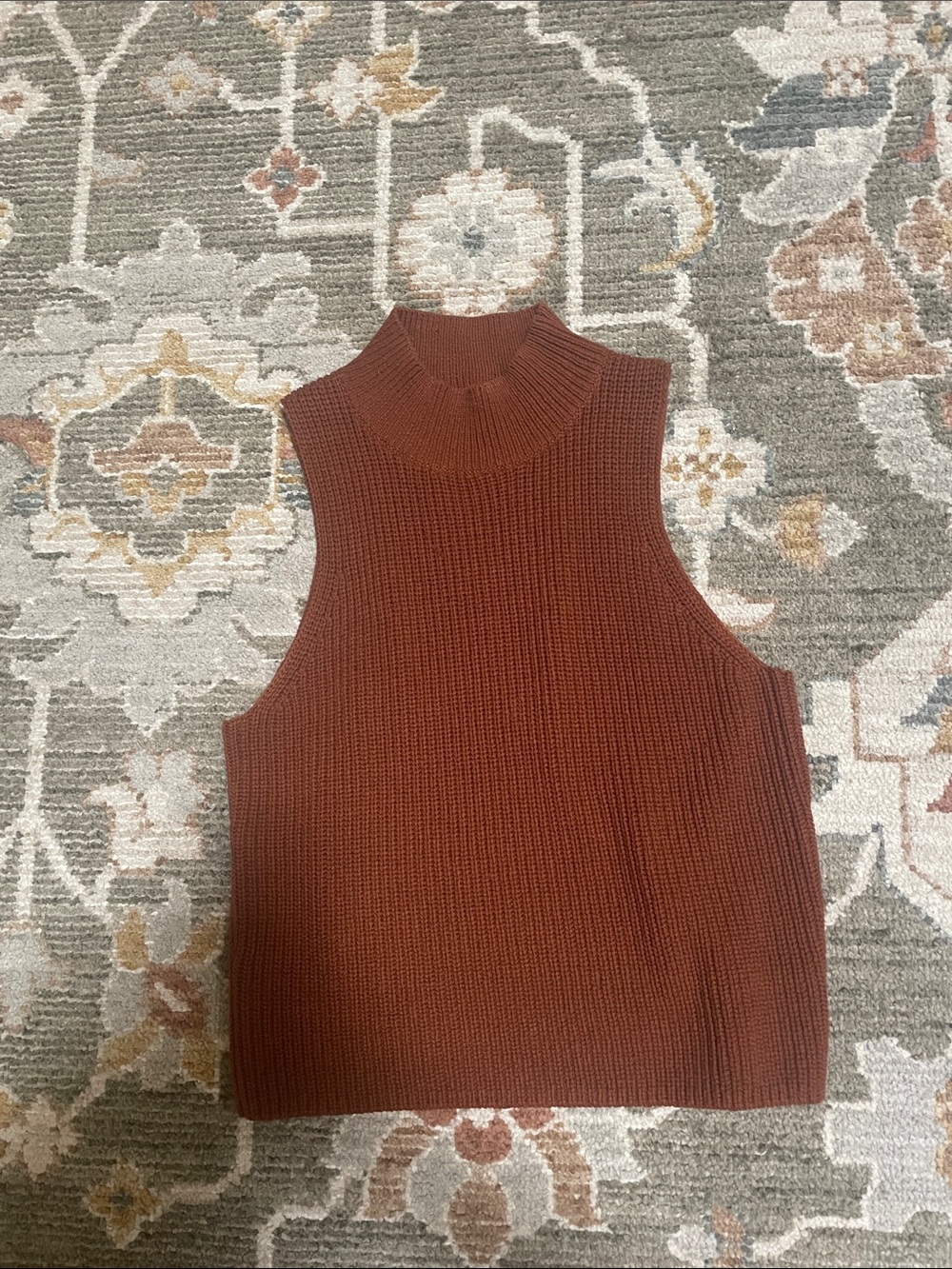 Reformation Rust Sleeveless Turtleneck Sweater Tank